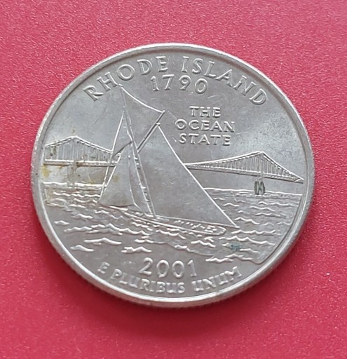 Zdjęcie oferty: Moneta 1/4 dolara USA - 2001. Rhode island 1790.