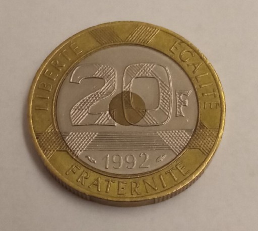 Zdjęcie oferty: Francja 20 frank 1992 rok (delfin)