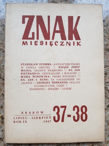 Zdjęcie oferty: Znak miesięcznik nr 37-38 Lipiec-sierpień 1957