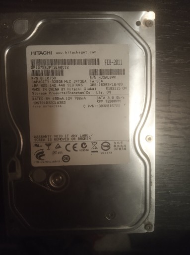 Zdjęcie oferty: Dysk twardy Hitachi 320GB Sata 3