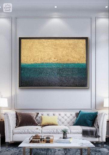 Zdjęcie oferty: Modernistyczna abstrakcja złoto zieleń morski 
