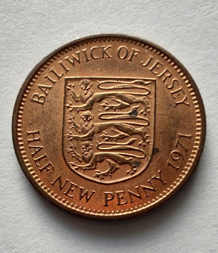 Zdjęcie oferty: JERSEY 1/2 New Pence 1971 okołoMENNICZA 