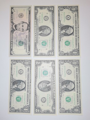 Zdjęcie oferty: Banknoty dolar USA DUŻY ZESTAW UNC x 6 szt., (61)