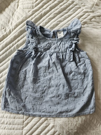 Zdjęcie oferty: H&M top ażurowy haft falbanki boho błękit r.74