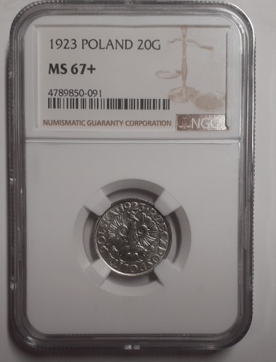 Zdjęcie oferty: 20 groszy 1923 NGC MS67+      REWELACYJNA NOTA!!! 