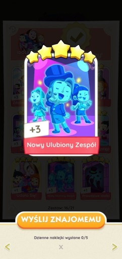 Zdjęcie oferty: MONOPOLY GO! naklejka karta  Nowy ulubiony zespół