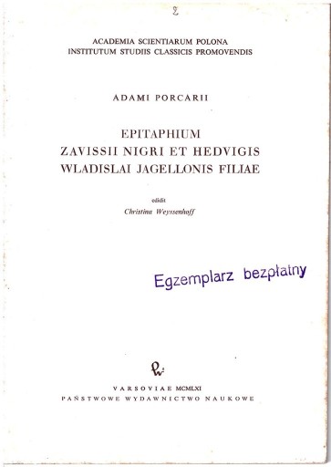 Zdjęcie oferty: Adami Porcarii : Epitaphium Zavissii Nigri et Hedv