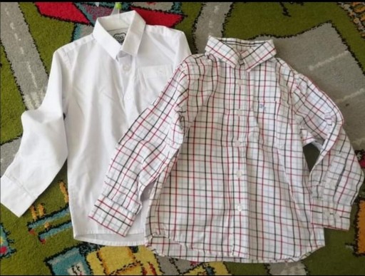 Zdjęcie oferty: 2 Koszule dla chr. 110 biała i w kratę 