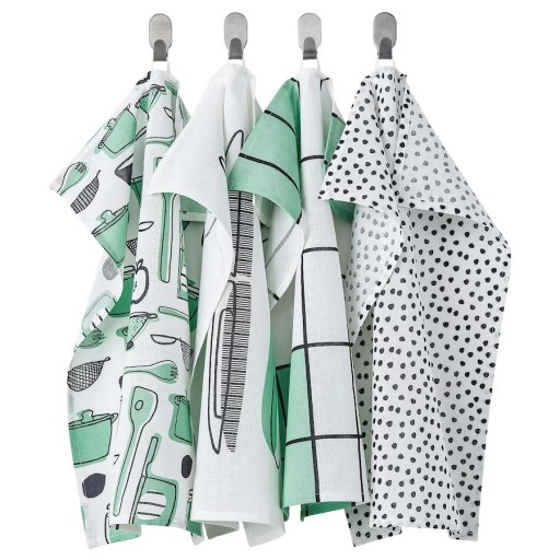 Zdjęcie oferty: IKEA RINNIG Ścierka, biały/zielony/wzór, 45x60 cm 