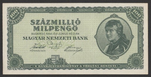 Zdjęcie oferty: Węgry 100000000 milpengo 1946 - stan bankowy UNC