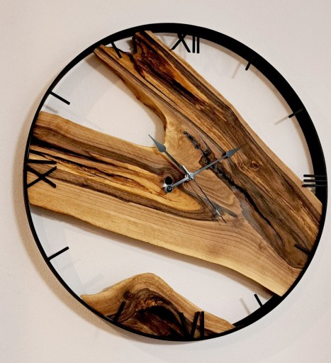 Zdjęcie oferty: Zegar 60 cm loftowy drewniany orzech włoski 