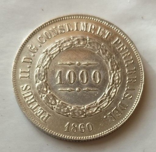 Zdjęcie oferty: Brazylia 1000 realów, 1860 r srebro