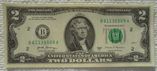 Zdjęcie oferty: USA Jefferson $2 dollars dolary 2017A B2 UNC