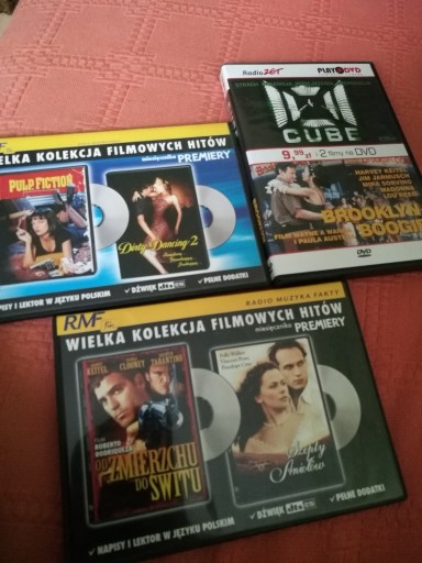 Zdjęcie oferty: 6 fimów, 3 X DVD pakiet , Cube, Pulp fiction 