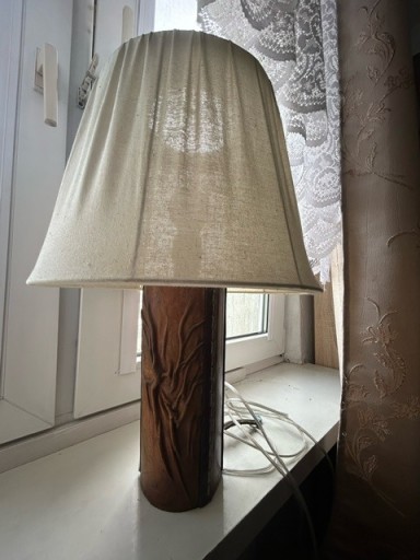 Zdjęcie oferty: Lampa PRL vintage skora len wys. 70 cm