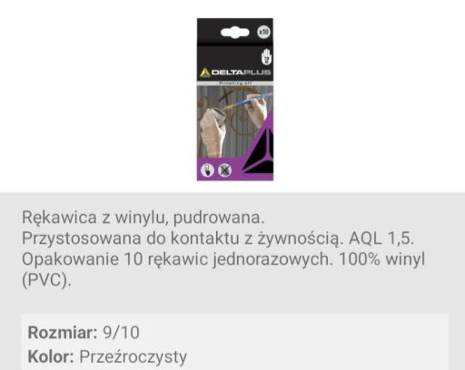 Zdjęcie oferty: Jednorazowe rękawice winylowe - 10szt/op (50 op)