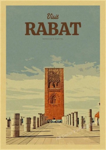 Zdjęcie oferty: PIĘKNY plakat vintage RABAT Maroko