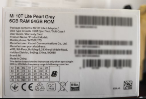 Zdjęcie oferty: Mi 10T Lite 5G 6/64GB Pearl Grey