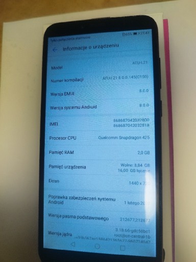 Zdjęcie oferty: Huawei Y6 2018 czarny 2/16Gb komplet Warszawa 70