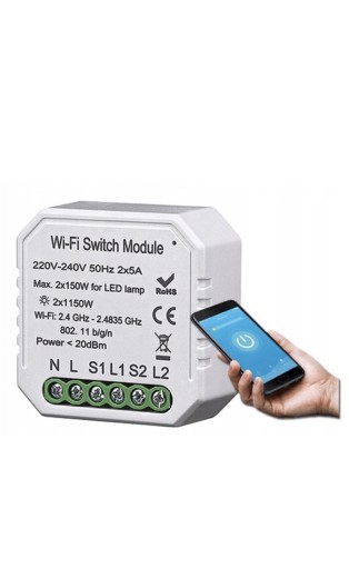 Zdjęcie oferty: Podwójny włącznik moduł przekaźnik dopuszkowy WiFi