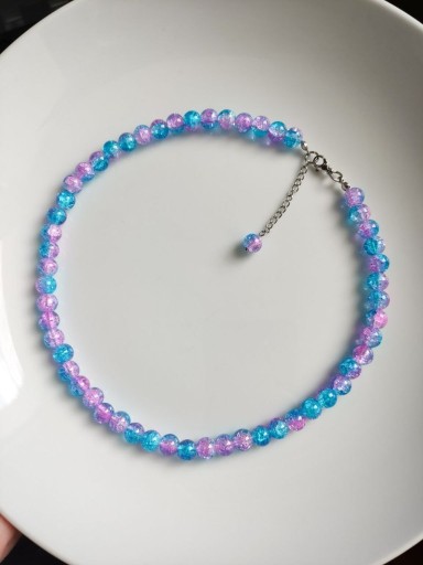 Zdjęcie oferty: Naszyjnik z koralików crackle Biżuteria niebieska