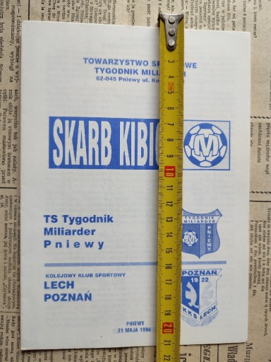 Zdjęcie oferty: Program meczowy Sokół Pniewy Lech Poznań 1994 KKS