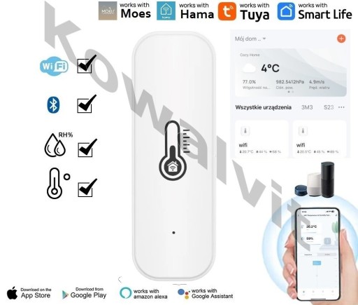 Zdjęcie oferty: Czujnik temperatury i wilgotności WiFi TUYA / HAMA