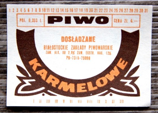 Zdjęcie oferty: Biały KRUK etykieta piwa KARMELOWE NZ-73 Br. Łomża