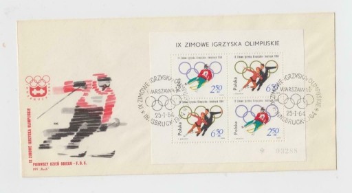 Zdjęcie oferty: POLSKA FDC 1964 INNSBRUCK BLOK 41