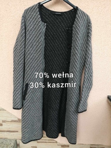 Zdjęcie oferty: Sweter długi kardigan M 38 70% wełna 30% kaszmir