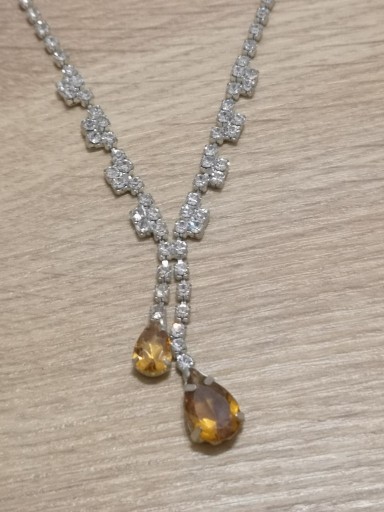 Zdjęcie oferty: Naszyjnik srebrny z żółtymi kryształkami 