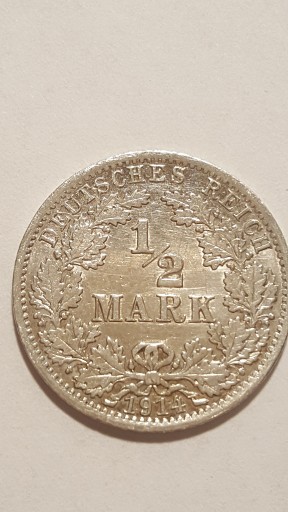 Zdjęcie oferty: 1/2 Mark 1914 A Deutsches Reich Niemcy srebro #66