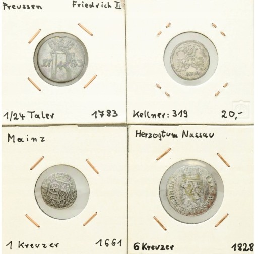 Zdjęcie oferty: Niemcy 1-6 Krajcarów, 1/24 talara 1661-1828– 4 szt