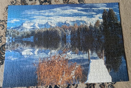 Zdjęcie oferty: OBRAZ z puzzli zimowy krajobraz, jezioro 68x48cm