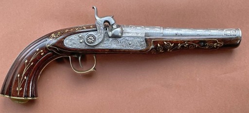Zdjęcie oferty: Piękny oryginalny XIX-wieczny pistolet kapiszonowy