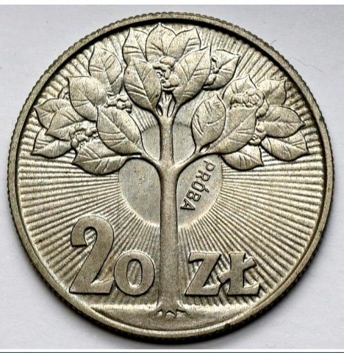 Zdjęcie oferty: Moneta próbna PRL 20zl drzewko 1973r