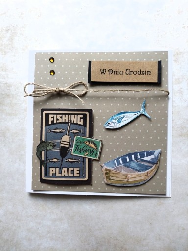 Zdjęcie oferty: Ręcznie robiona kartka dla Wędkarza Ryby 