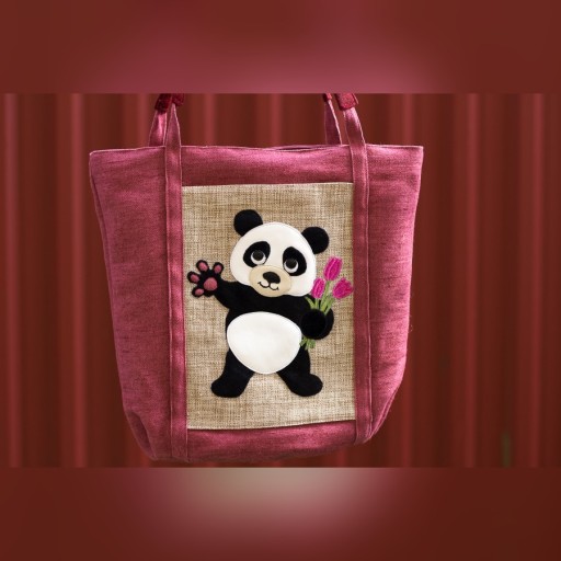Zdjęcie oferty: Torba na ramiono z rysunkiem pandy z kwiatami