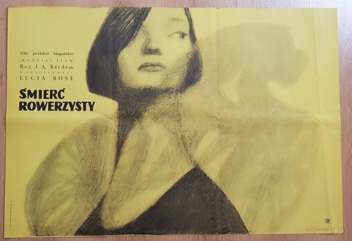 Zdjęcie oferty: Śmierć rowerzysty, Huskowska, 1957, rzadki plakat 