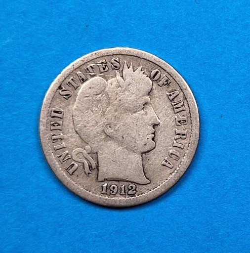 Zdjęcie oferty: USA 10 centów, Barber One dime 1912, srebro 0,900 