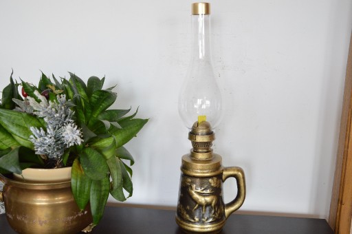 Zdjęcie oferty: piękna ceramiczna LAMPA NAFTOWA stara kaganek