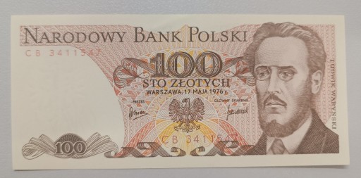 Zdjęcie oferty: Banknot PRL  100 zł. 1976 r. seria CB rzadka - UNC 