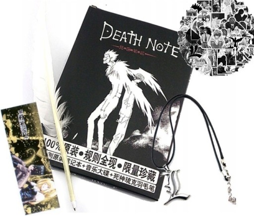 Zdjęcie oferty: Zestaw DEATH NOTE pióro naszyjnik zakładka nalepki