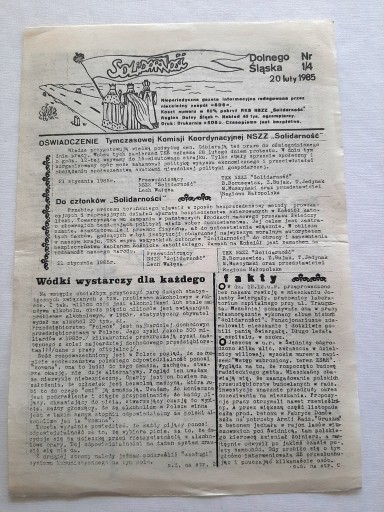 Zdjęcie oferty: Solidarność Dolnego Śląska nr 1/4 luty 1985