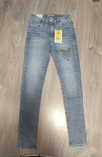 Zdjęcie oferty: Spodnie damskie skinny jeansy kryształki 38/M