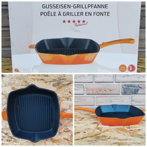 Zdjęcie oferty: Patelnia żeliwna grillowa, 24,5 x 24,5 cm Nowa