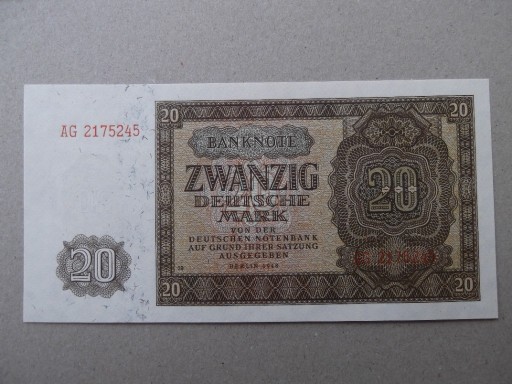 Zdjęcie oferty: Niemcy NRD 20 marek 1948 ser.AG   UNC