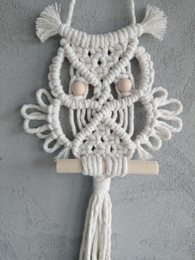 Zdjęcie oferty: Sowa Makrama ozdoba ze sznurka na ścianę 40 cm 