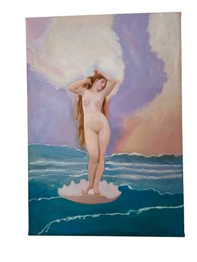 Zdjęcie oferty: Bouguereau Narodziny Wenus Przerobiona olejna kopia obrazu 50x35 cm