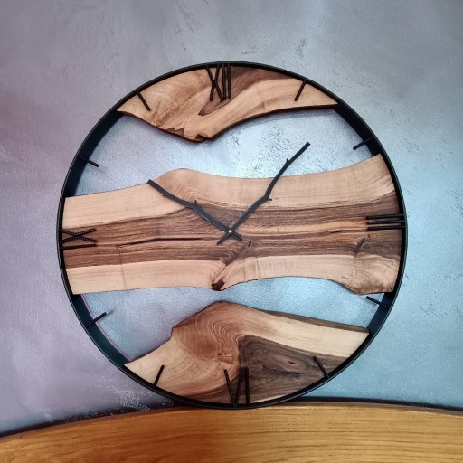 Zdjęcie oferty: Zegar loft nowoczesny stał i drewno orzech 